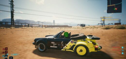 The Porsche 911 Turbo Cabriolet in Cyberpunk 2077.