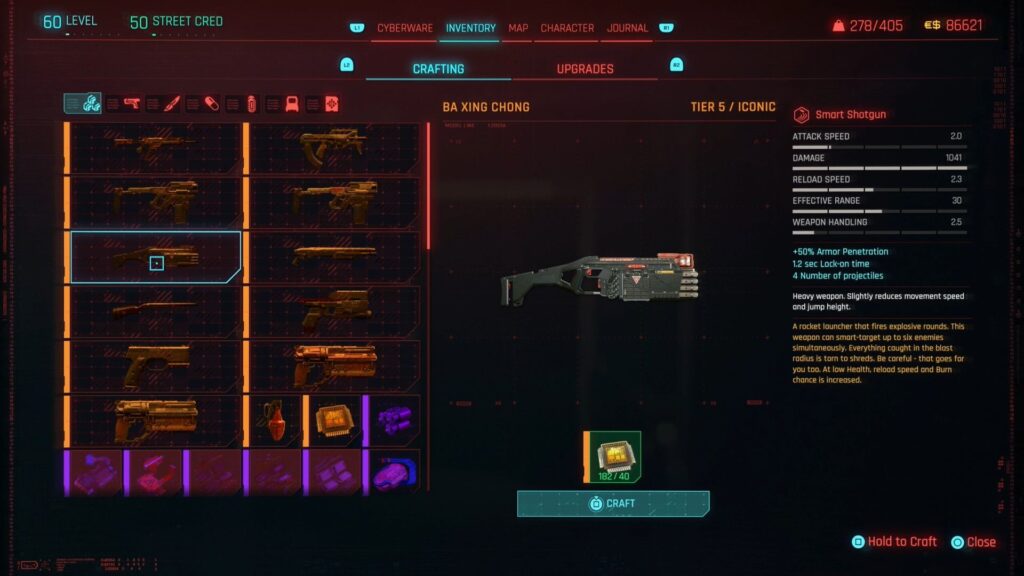 Crafting details for the Ba Xing Chong weapon. 