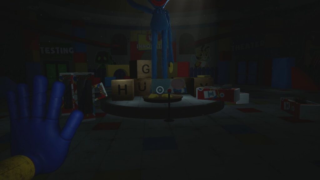 The Huggy Wuggy information panel in the Playtime Factory.