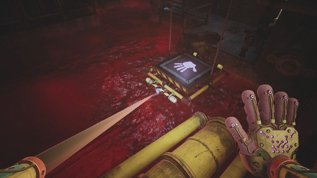 The player standing on the yellow pipe pulling the purple launch pad to the middle of the gap in Chapter 3.