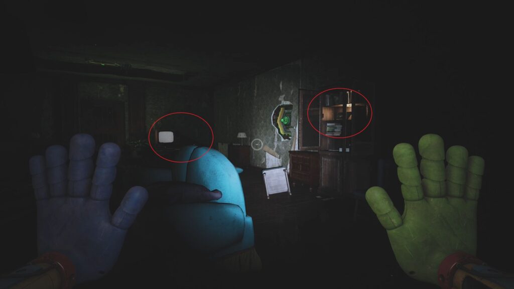 Locations of the The Dark Green VHS and VCR in Poppy Playtime Chapter 3.