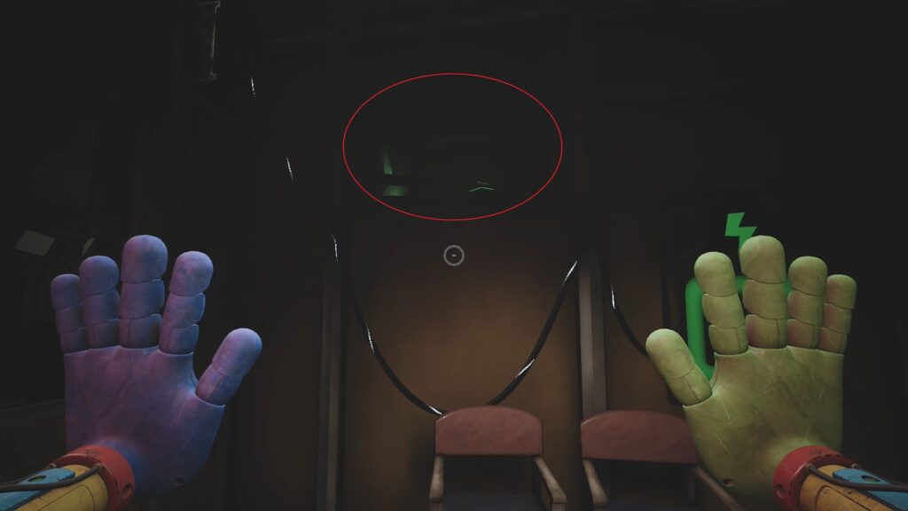 Battery in the vent at the entrance of the Counsellor's office in Chapter 3.