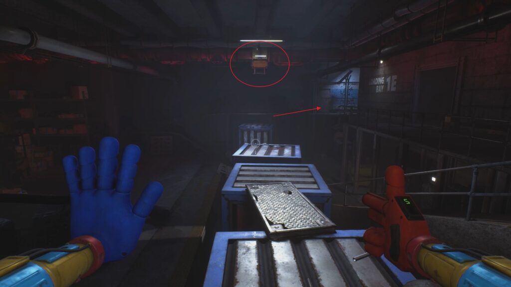 How to reach the Loading Bay 1E Door Battery in Chapter 4.