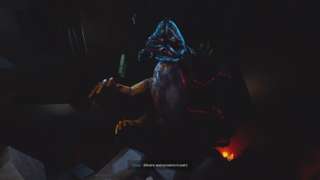 Doey transformed into his monster version.