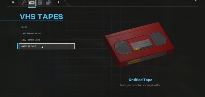 The VHS Tape inventory screen in Chapter 4.