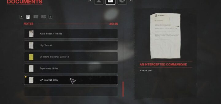 The Notes inventory screen in Poppy Playtime Chapter 5 Broken Things.