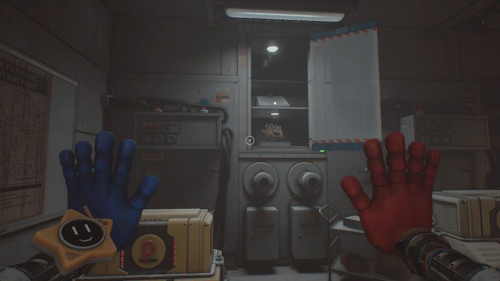 Cabinet open with the Conductive Hand in it.