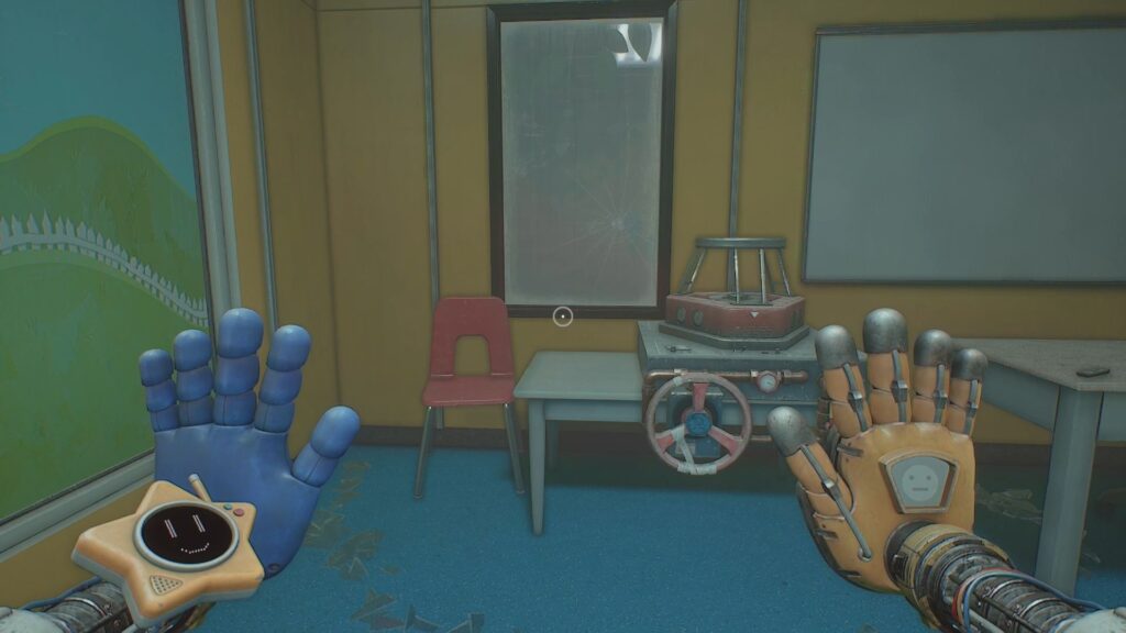 Cracked window in Science Lab.