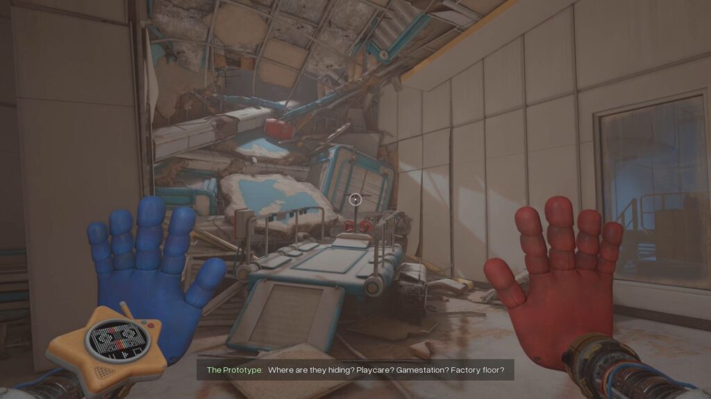 Debris ramp leading to a hole in the ceiling. 