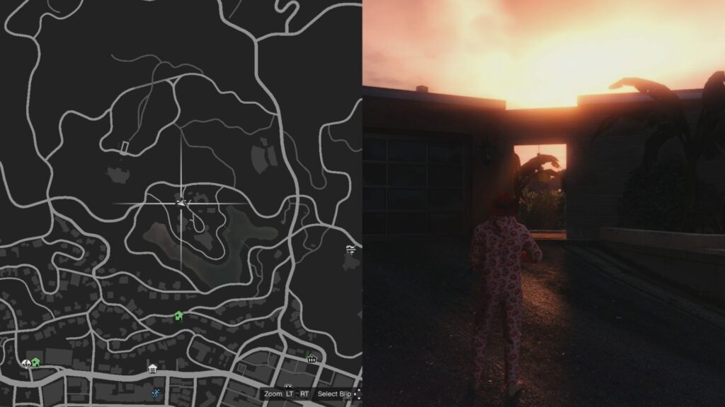 Clover in the doorway between the garage and house in Vinewood Hills.