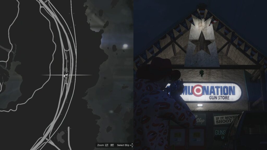 The Lucky Clover hanging above the entrance to the Ammu-Nation.