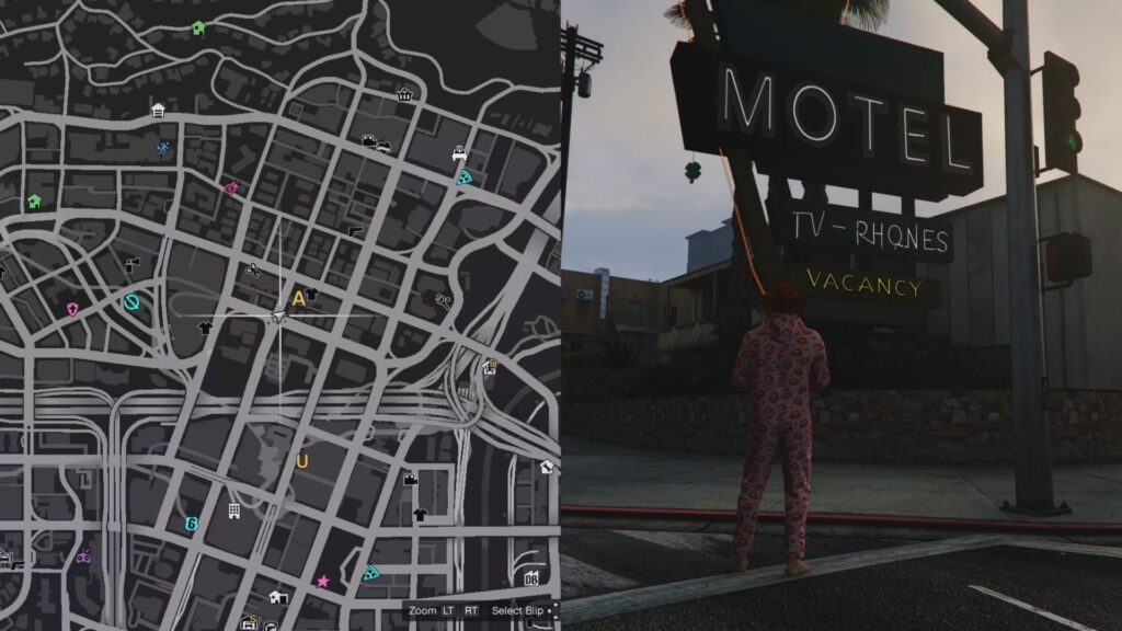 The Lucky Clover hanging from Motel sign.