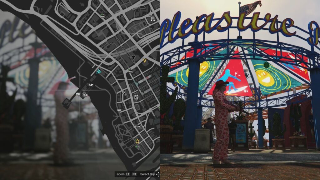 The Lucky Clover hanging from Pleasure Pier sign.