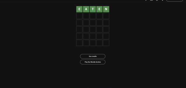 A screenshot from the Wordle game.