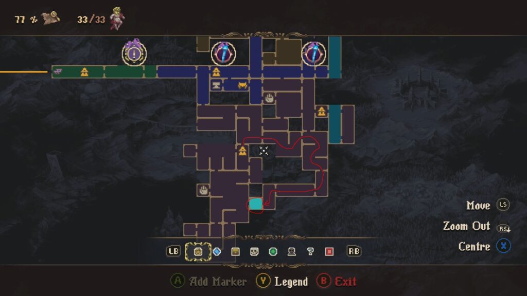 Path to take to reach the first objective in the Stone Entrails.