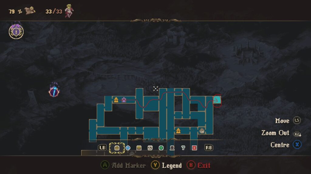 Path through The Vibrating of the Organs top right objective.