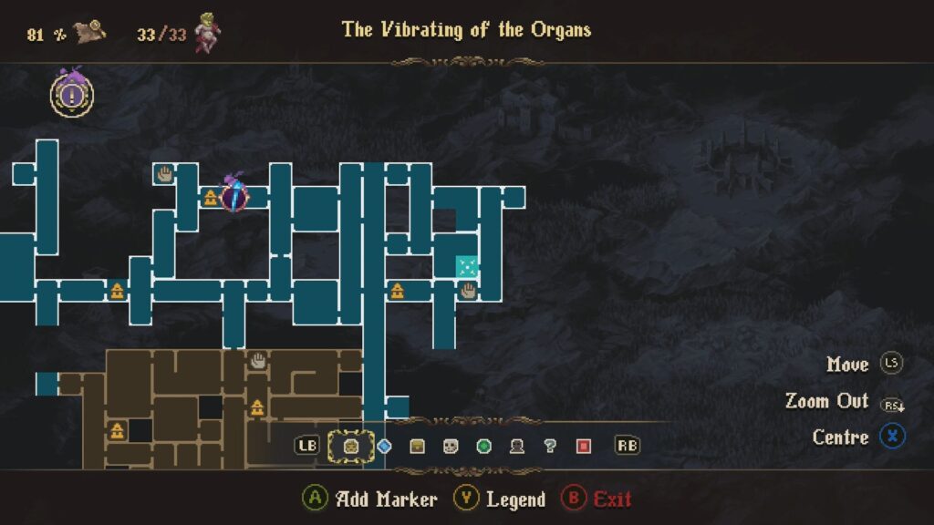 Map location of an Old Gold Piece in The Vibrating of the Organs.