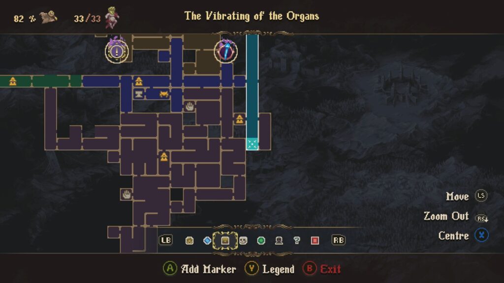 Map location of the bottom of the elevator shaft where there is a fake wall. 
