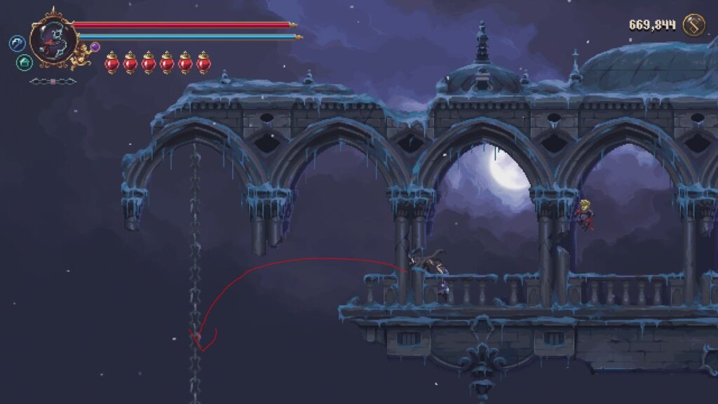 Jump to reach the Crescencia altarpiece. 