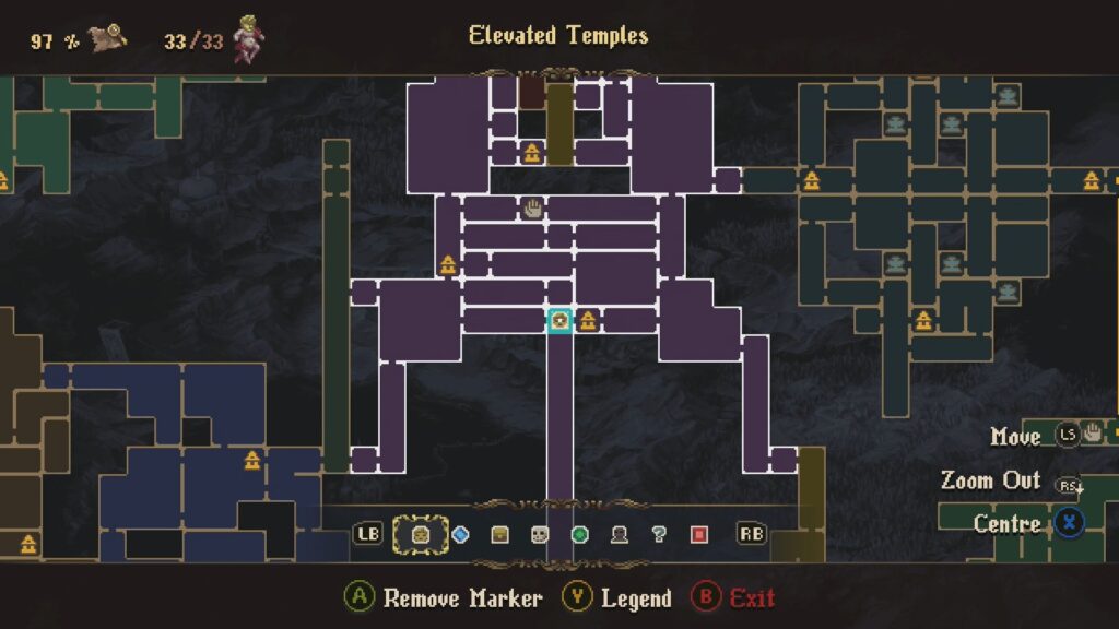 Map location of the Perfidy skin in Blasphemous 2.