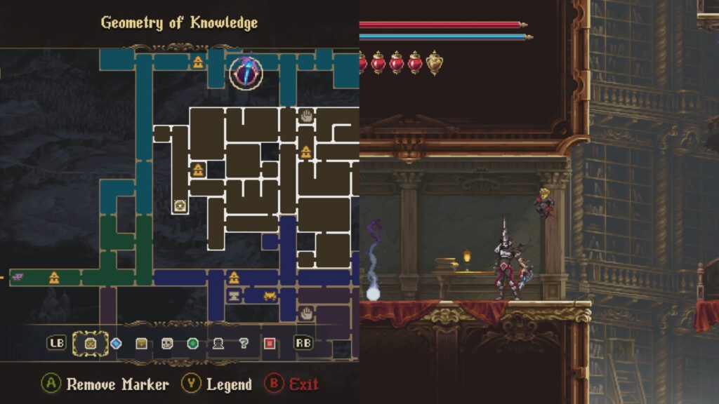 Map spot and location of an armor piece for penance of virtue in Geometry of Knowledge.
