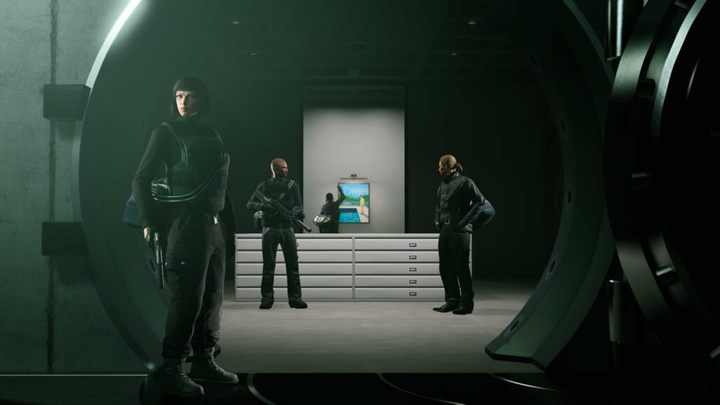 Artwork showing inside The Kortz Heist Vault in GTA Online.