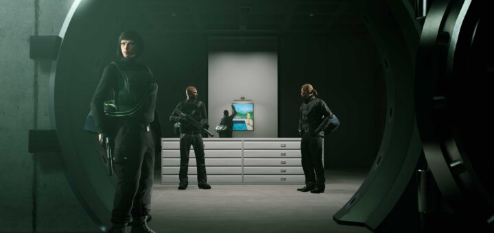 Artwork showing inside The Kortz Heist Vault in GTA Online.
