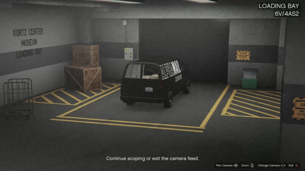 A Vehicle in the Kortz Center Loading Bay area.