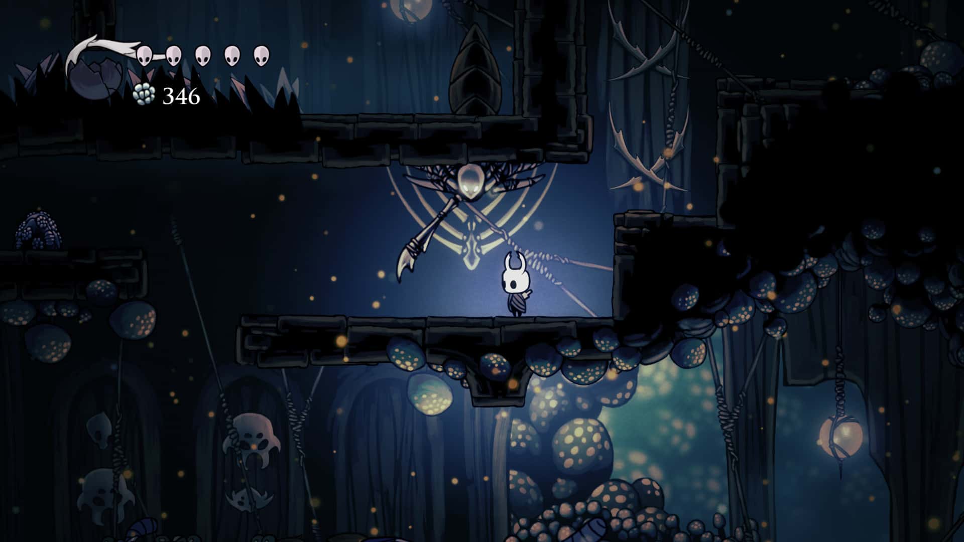 The lever that opens the door to the Mantis Village boss fight area.