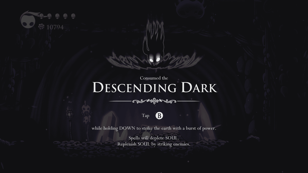The Descending Dark Ability details screen.