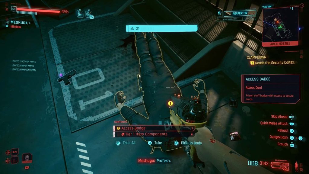 Access Badge on prison guard during Clampdown. 